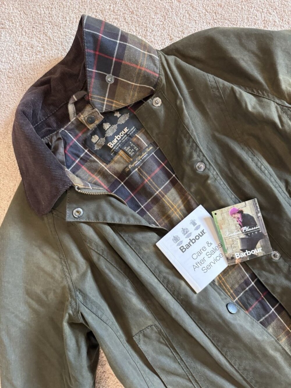 Barbour Womens Wax Jacket Oliver Green US2 UK6 Classic Beadnell Field Country